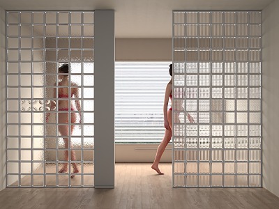 Modern glass brick glass brick partition 3d model