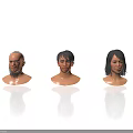 Three Realistic Male Head Models With Different Hairstyles On White Background