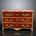 Classical Chest of Drawers with Marble Top Golden Ornate Handles and Elegant Wood Accents