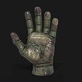 Tactical Military Style Green Brown Protective Glove With Worn Leather Texture