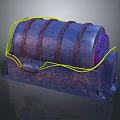 Rusty Barrel Shaped Industrial Equipment With Yellow Cables And Purple Center On Metal Base