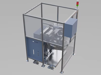 Automated Industrial Equipment With Metal Frame Transparent Enclosure And Indicator Light 3d model