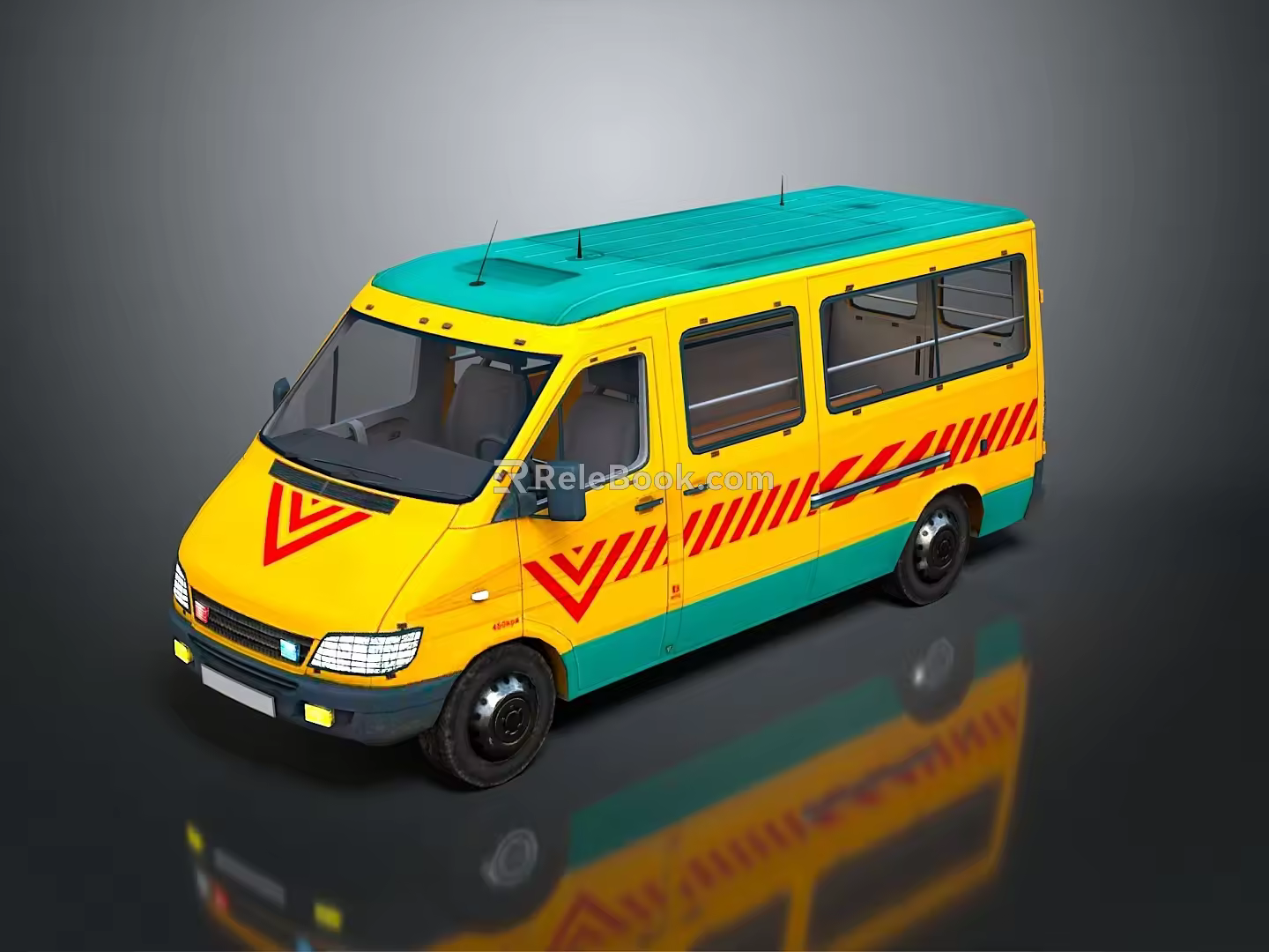 minibus minivan driverless bus school bus van box car 3d model
