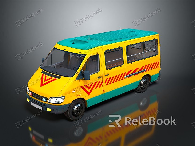 minibus minibus minivan driverless bus bus school bus van box car model