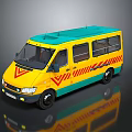 minibus minivan driverless bus school bus van box car 3d model