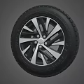 Car Tire with Alloy Wheel Rim Modern Spoke Design and Black Rubber Tread