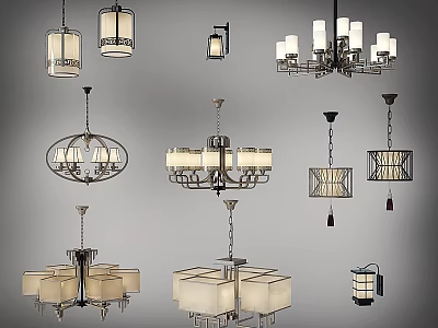 Modern Lighting Fixture Combinations Featuring Pendant Ceiling And Wall Light Designs 3d model