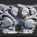 Cultural Art Exhibition Hall Featuring Intricate Stone Carving With Mythical Creatures And Ornate Patterns