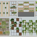 Creative Green Plant Wall Designs With Grid Patterns And Wooden Frames For Indoor Decoration