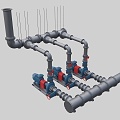 water pumping station pump system water pumping machine 3d model