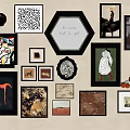 Gallery Wall With Various Framed Artworks Mixed Styles And Decorative Elements