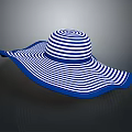 Stylish Blue And White Striped Wide Brim Sun Hat For Summer Outfits
