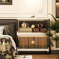 Elegant Modern Bedroom Storage Cabinet With Glass Door Drawers And Decorative Items