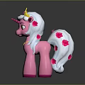 Cute Pink Pony Toy Figure With Golden Crown White Mane Pink Flower Decorations And Necklace