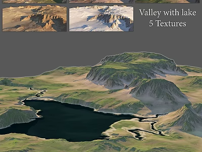 Garden Ornaments With Valley Lake Design And Five Natural Textures 3d model