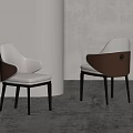 Avant-garde Modern Dining Chairs With White And Brown Leather Upholstery And Dark Wooden Legs