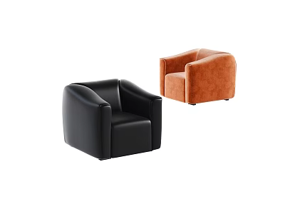 Black And Orange Modern Accent Chairs With Stylish Design For Living Room 3d model