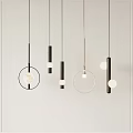 Modern Pendant Lights with Circular Frames Cylindrical Bodies and Sphere Bulbs for Contemporary Interior Decoration
