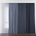 Navy Blue Curtains With White Sheer Panels For Modern Living Room Window Decoration