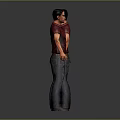 Men's Casual Clothing Set Red Striped Shirt Blue Jeans and Brown Shoes