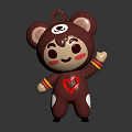 Cute Brown Bear Themed Kids Furniture Piece With Red Heart And Striped Arms Design