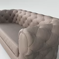 Beige Leather Multi seater Sofa with Tufted Diamond Pattern and Rounded Armrests 3d model