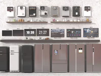 Electric appliances, refrigerator, TV, water dispenser 3d model