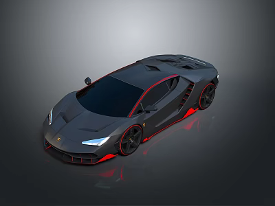 Modern Black Sports Car With Red Accents And Sleek Aerodynamic Design 3d model