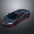 Modern Black Sports Car With Red Accents And Sleek Aerodynamic Design