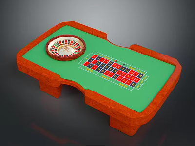 Green Tabletop Roulette Game Table With Colorful Grid And Orange Frame 3d model