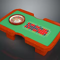 Green Tabletop Roulette Game Table With Colorful Grid And Orange Frame