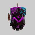 Rusty Mechanical Device With Purple Stars Blue Accents And Metallic Top Ring