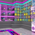 Modern Yujianchao Store Interior Design With Neon Lights Purple Pink Decor And Cabinets
