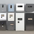 Various Modern Safes With Digital Locks In Different Colors And Sizes 3d model