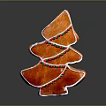 Cartoon Gingerbread Christmas Tree Decorated with White Icing and Red Green Beads
