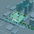 Elegant Three Story Townhouses Surrounded By Greenery And City Buildings
