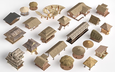 Modern Thatched Pavilion Country Thatched House Country Pavilion 3d model