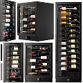 Various Wine Cooler Designs With Glass Doors And Black Wine Storage Racks
