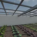 Industrial Factory With Glass Roof Steel Frame And Lush Indoor Greenery Plants