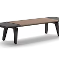 Modern Wooden Ottoman Bench With Upholstered Seat And Dark Wood Frame