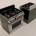 Stainless Steel Gas Stove Oven Combination Kitchen Appliance With Multiple Burners And Knobs
