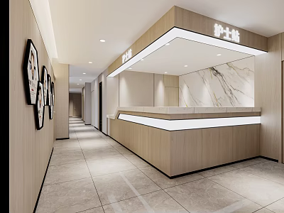 Modern Design Of Nurse Station In Hospital Outpatient Clinic Corridor 3d model