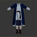 Traditional Style Blue Robe With White Inner Garment Brown Belt Dark Pants And Brown Boots