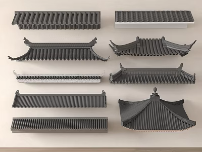 Traditional Chinese Roof Components With Various Tiled Eaves And Architectural Styles 3d model
