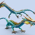 Blue Dragon Flight Chinese Dragon Year Mythology Chinese Dragon Mythology Shenlong 3d model