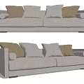 Light Gray Fabric Two Seater Sofa With Brown And Gray Throw Pillows 3d model