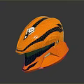 Tactical Weapon Helmet In Orange With Black Stripes And Modern Protective Design Features