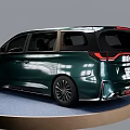 Green Modern Luxury MPV Car With Sleek Exterior On Display Platform