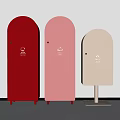 Stylish Household Recycling Bins In Red Pink Beige Colors With Clear Symbols