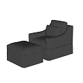Dark Gray Fabric Single Sofa with Matching Ottoman in Modern Design Style 3d model